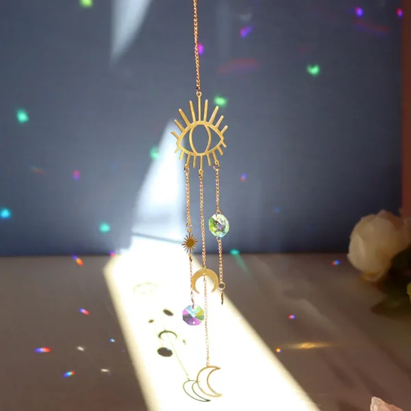 Moon and Star Crystal Wind Chime | Handmade Prism Sun Catcher for Garden, Window & Home Decor - Image 14