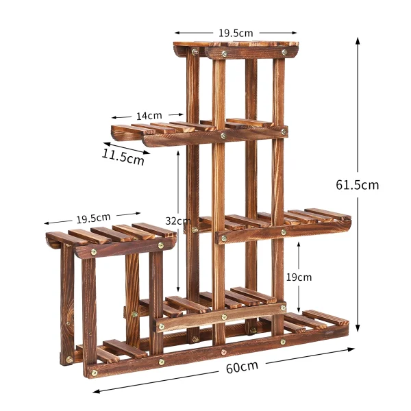 Multi-Tiered Plant Stand | 6-Tier Pine Wood Flower Rack for Indoor & Outdoor Planter Display - Image 2