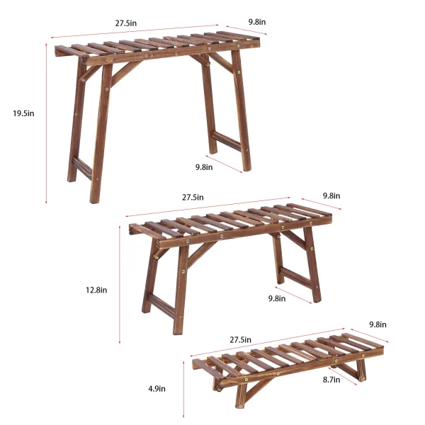 3-Tier Freestanding Ladder Shelf | Wooden Plant Stand for Indoor & Outdoor Planter Display - Image 6