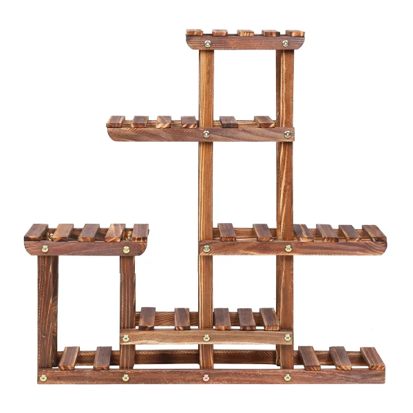 Multi-Tiered Plant Stand | 6-Tier Pine Wood Flower Rack for Indoor & Outdoor Planter Display - Image 4