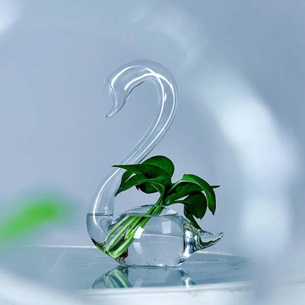 Swan-Shaped Hydroponic Flower Vase | Transparent Glass for Home Decoration, Holiday Gifts & Weddings - Image 3