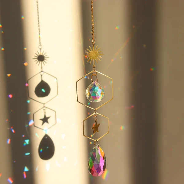 Crystal Wind Chime | Hexagon Diamond Prism Sun Catcher Pendant for Indoor & Outdoor Decor - Image 8