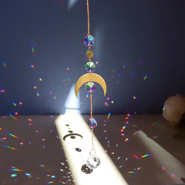 Moon and Star Crystal Wind Chime | Handmade Prism Sun Catcher for Garden, Window & Home Decor - Image 18