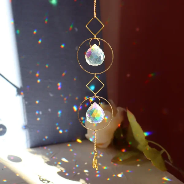 Moon and Star Crystal Wind Chime | Handmade Prism Sun Catcher for Garden, Window & Home Decor - Image 11