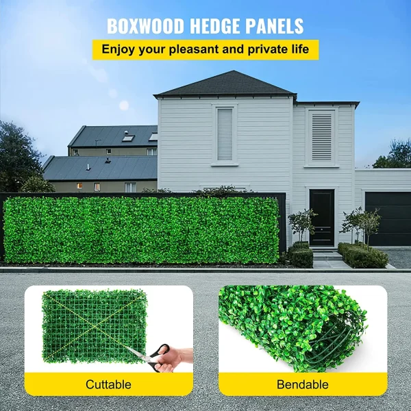 VEVOR Artificial Boxwood Hedge Wall | Decorative Privacy Screen & Backdrop for Home & Garden - Image 3