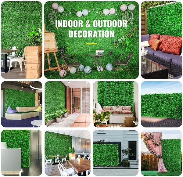 VEVOR Artificial Boxwood Hedge Wall | Decorative Privacy Screen & Backdrop for Home & Garden - Image 2