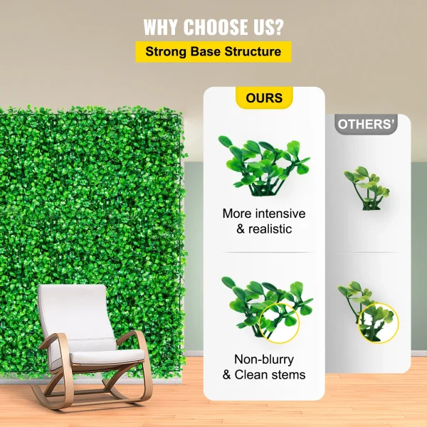 VEVOR Artificial Boxwood Hedge Wall | Decorative Privacy Screen & Backdrop for Home & Garden - Image 5