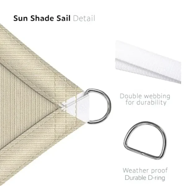 14' x 14' Rectangle HDPE Sun Shade Sail – Beige Outdoor Canopy for Patio, Pergola & 95% UV Block - Image 4