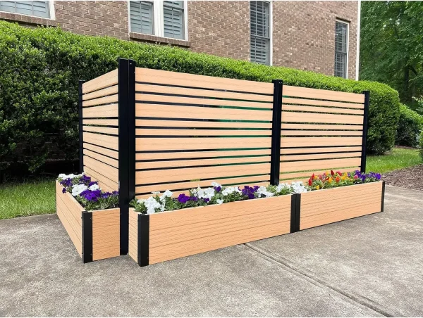 Outdoor Freestanding Privacy Fence Screen Panel 6ft H 4ft W X 1ft L 6ft H X 4ft W X 1ft L WoodTek Vinyl Planter Box Kit - Image 9