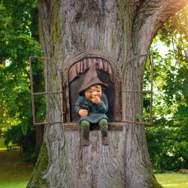 Creative Garden Gnome Statue | Elf Out Tree Hug for Home, Courtyard, Porch & Table Decoration - Image 5