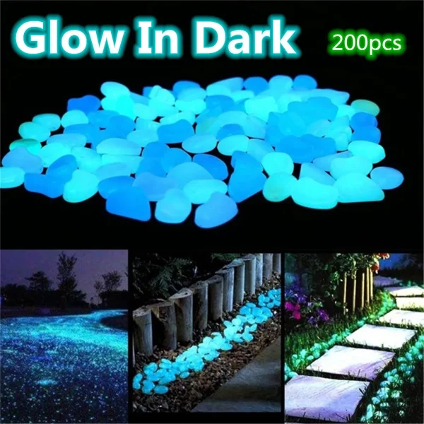 200 Pcs Garden Decoration Glow In The Dark Luminous Pebbles Stones Glowing Stones Outdoor Walkways Home Garden Yard Decor - Image 4