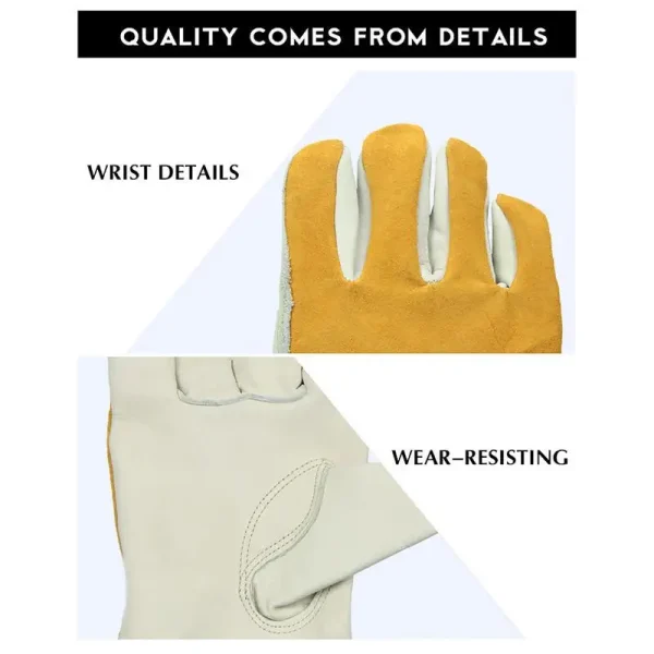 1 Pair Men’s Work Gloves | Soft Cowhide Gloves for Driving, Hunting, Welding, Gardening & Mechanic Safety - Image 4