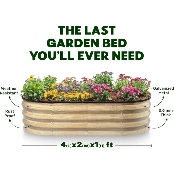 Galvanized Raised Garden Bed | 4x2x1 ft Metal Planter Box for Vegetables & Flowers - Image 4