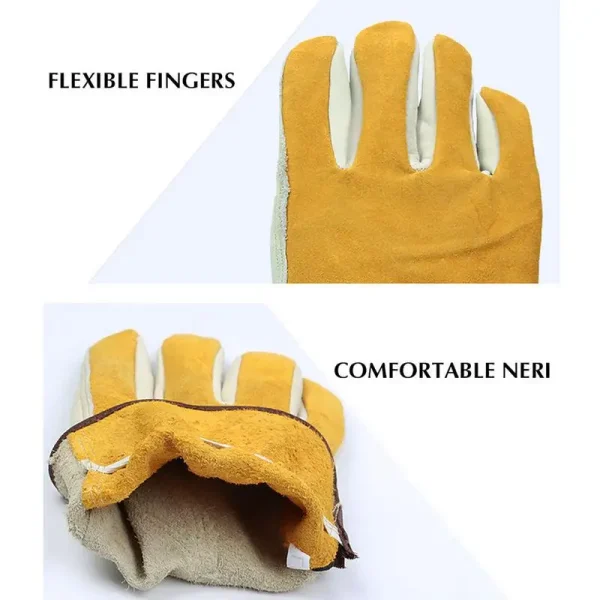 1 Pair Men’s Work Gloves | Soft Cowhide Gloves for Driving, Hunting, Welding, Gardening & Mechanic Safety - Image 5