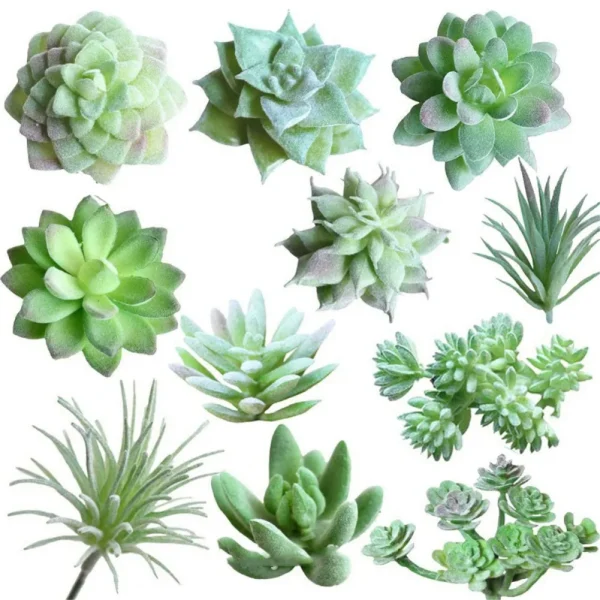 11pcs Artificial Succulents | Mini Faux Flowers for DIY Craft, Home & Office Decor - Image 7