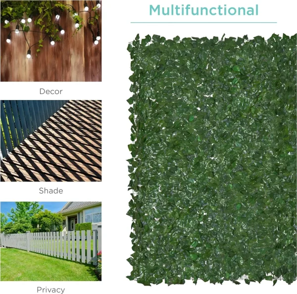 Best Choice Products Outdoor Garden 96x72-inch Artificial Faux Ivy Hedge Leaf and Vine Privacy Fence Wall Screen - Green - Image 6