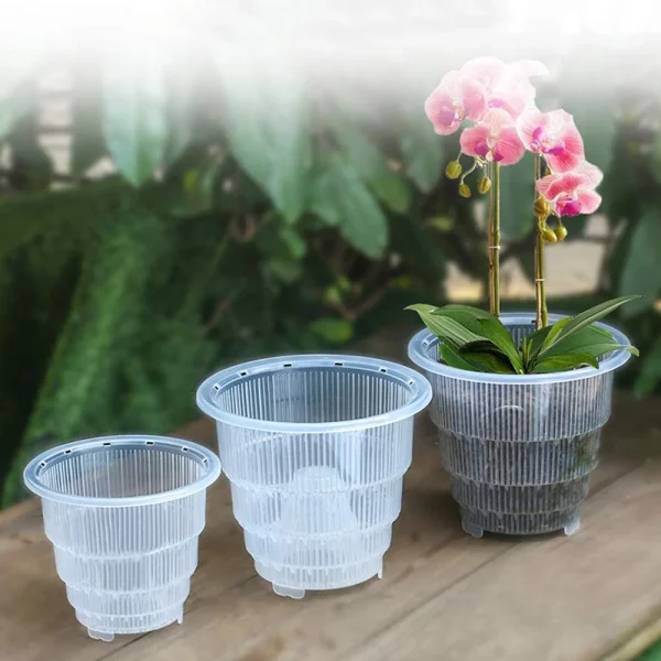 3PCS Clear Plastic Orchid Pots | Transparent Planters with Holes for Succulent & Flower Plants - Image 3