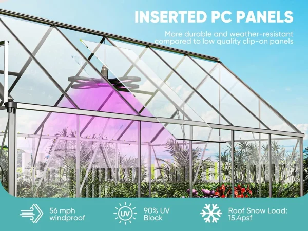 Heavy-Duty Polycarbonate Walk-In Greenhouse | Large Outdoor Greenhouse for Gardening & Plant Protection - Image 6