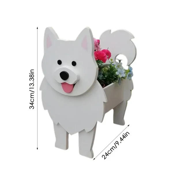 Cute Dog Garden Flower Pot | Samoyed, Schnauzer, Bulldog, Corgi DIY PVC Planter for Indoor & Outdoor Garden Decor - Image 14