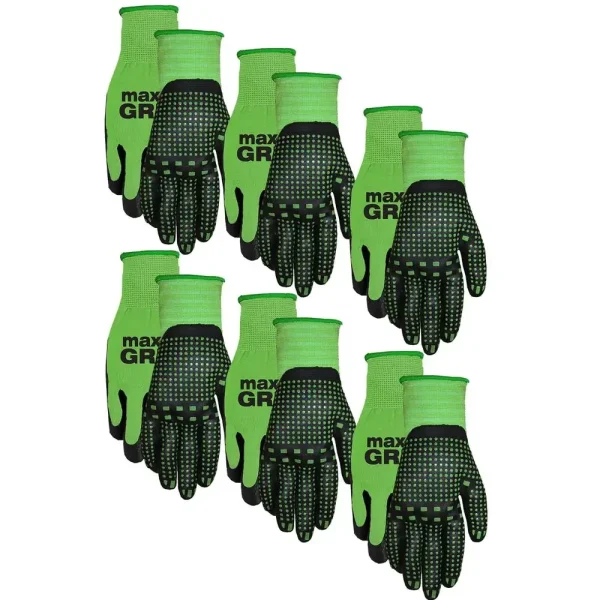 6-Pack Max Grip™ Work Gloves | Nylon Spandex Abrasion-Resistant Gripper for Outdoor, Construction, Warehouse & Gardening - Image 4