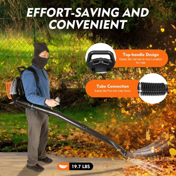 65CC 2-Stroke Petrol Backpack Leaf Blower | 2.7KW Air-Cooled Commercial Garden Yard Tool - Image 4