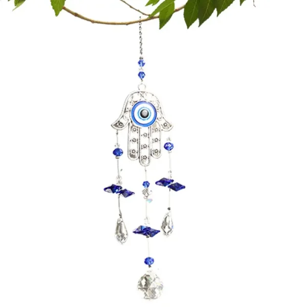 Evil Eye Sun Catcher | Flower-Shaped Crystal Rainbow Ornament for Window, Garden & Tree Decor - Image 8