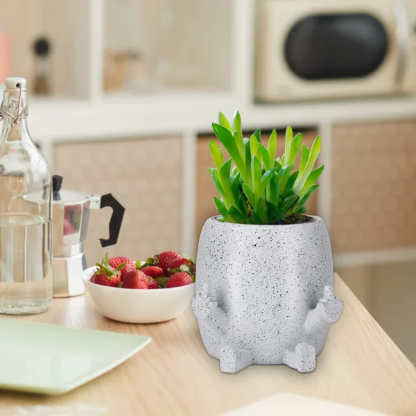 Middle Finger Flower Plant Pot | Funny Resin Expression Garden Planter for Outdoor or Indoor Use - Image 4