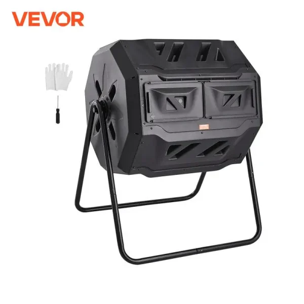 VEVOR Compost Bin 18.5/37/43-Gal Dual Chamber Composting Tumbler BPA Free Composter Bin Tumbler for Garden Kitchen Yard Outdoor