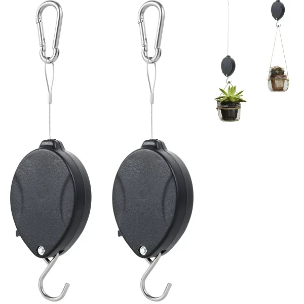 Retractable Plant Hanger | Adjustable Pulley Hook for Hanging Plants, Baskets & Pots - Image 8