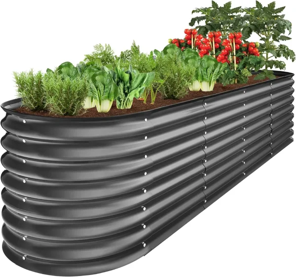 Best Choice Products 8x2x2ft Metal Raised Garden Bed, Oval Outdoor Deep Root Planter Box for Vegetables, Herbs w/ 4 Support Bars - Image 8