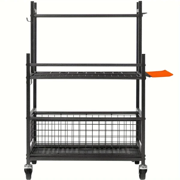 Garden Tool Organizer, 16 Slots With Hooks, Yard Tool Tower Rack With Wheels For Garage Organization And Storage, Holds Long - Image 2