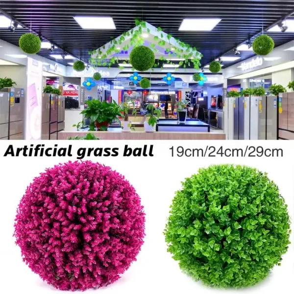 Artificial Eucalyptus Plant Ball | Hanging Round Plant for Indoor & Outdoor Decoration - Image 2