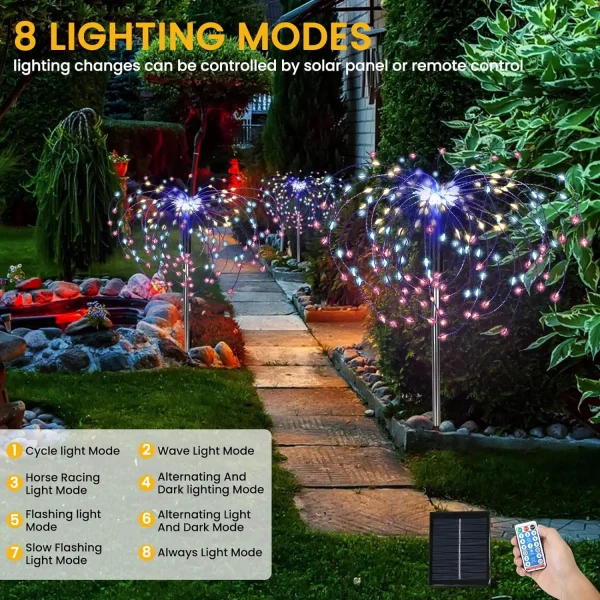 Lightess Solar Fireworks Lights | Outdoor Waterproof Lighting with Remote (5 Pack) - Image 4