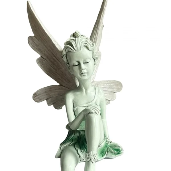 White Resin Fairy Statue Ledge Shelf Fountain Decorative Figurine Porch Angel Sculpture for Garden Courtyard Backyard Ornment - Image 4