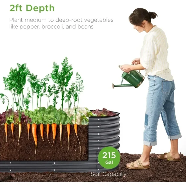 Best Choice Products 8x2x2ft Metal Raised Garden Bed, Oval Outdoor Deep Root Planter Box for Vegetables, Herbs w/ 4 Support Bars - Image 2