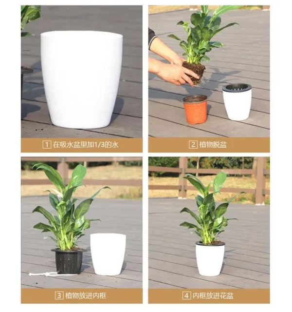 Lazy Flower Pot | Automatic Water-Absorbing Plastic Planter for Home & Garden Decor - Image 3