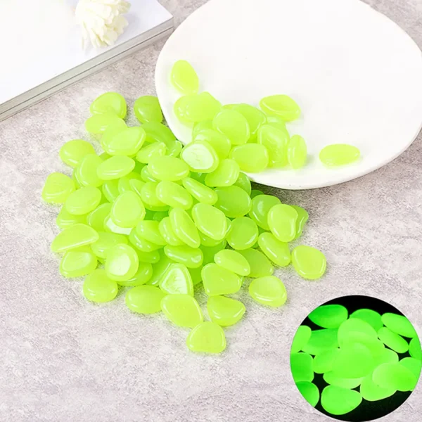 Reusable 100Pcs Luminous Multifunction Glow In The Dark Pebbles Outdoor Decorative Stones for Garden Yard Patio, Long Lasting Br - Image 5