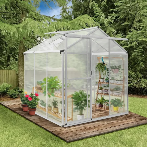 6 x 6 FT Greenhouse for Outdoors, Polycarbonate Garden Backyard Greenhouse with Adjustable Roof Vent, room