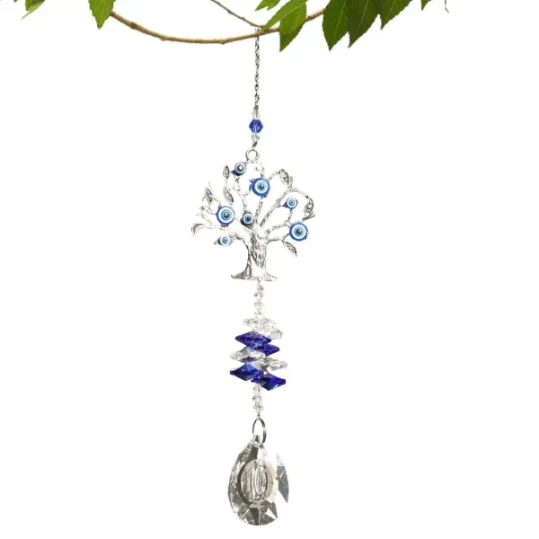 Evil Eye Sun Catcher | Flower-Shaped Crystal Rainbow Ornament for Window, Garden & Tree Decor - Image 10