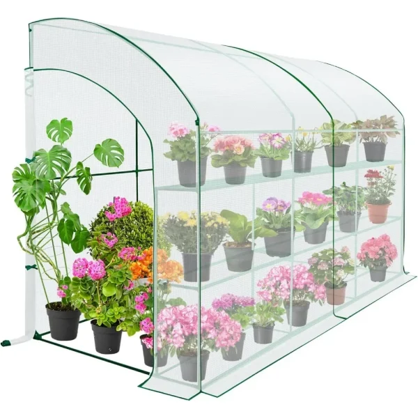 Tilted 3-Layer Greenhouse | Portable Indoor & Outdoor Garden Greenhouse with Metal Frame - Image 4