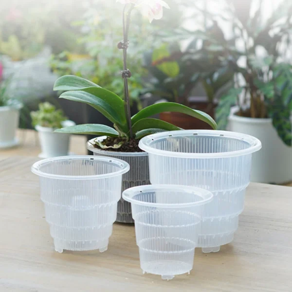 3PCS Clear Plastic Orchid Pots | Transparent Planters with Holes for Succulent & Flower Plants - Image 2