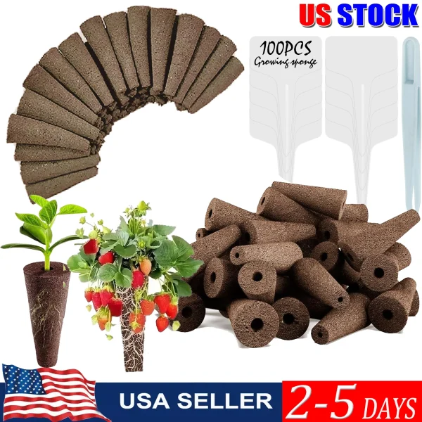 100/50pcs Grow Sponges Refill Seed Pods Replacements Root Growth Sponges for Indoor Hydroponic Growing System Garden Accessories