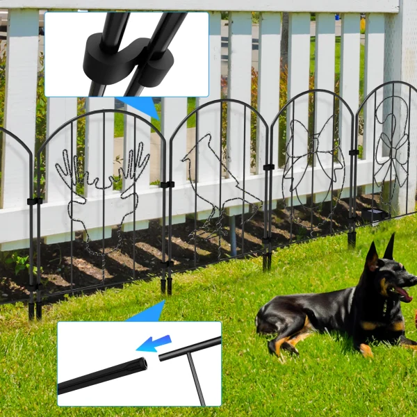 Decorative Garden Animal Barrier Fence Set | 10 Metal Border Panels with Christmas Pattern & String Lights - Image 3