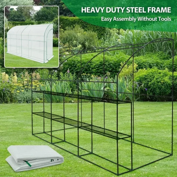 Tilted 3-Layer Greenhouse | Portable Indoor & Outdoor Garden Greenhouse with Metal Frame - Image 5