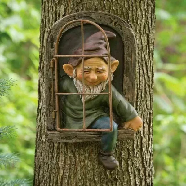 Creative Garden Gnome Statue | Elf Out Tree Hug for Home, Courtyard, Porch & Table Decoration - Image 4