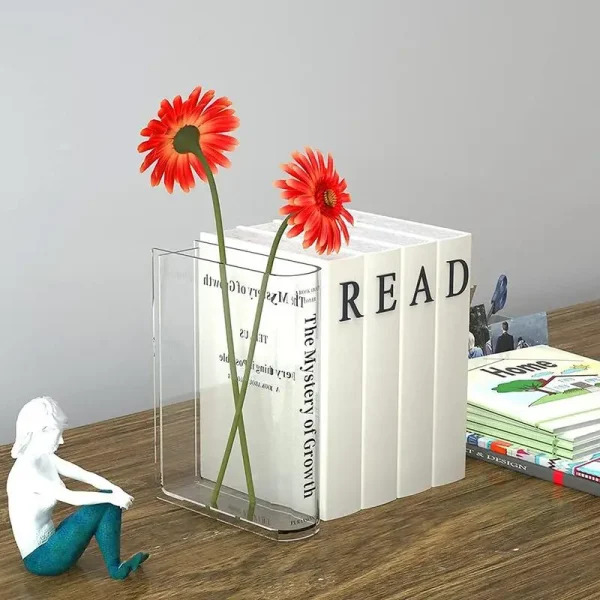 Creative Book-Shaped Acrylic Flower Vase | Modern Decorative Vase for Plants, Weddings, Gifts & Home Decor - Image 4