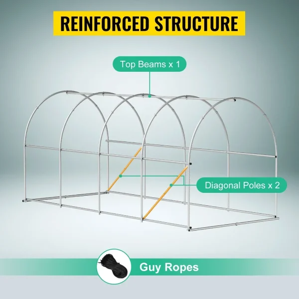 VEVOR Walk-In Tunnel Greenhouse | Galvanized Frame & Waterproof Cover – Multiple Sizes (15x7x7, 10x7x7, 20x10x7, 12x7x7) - Image 5