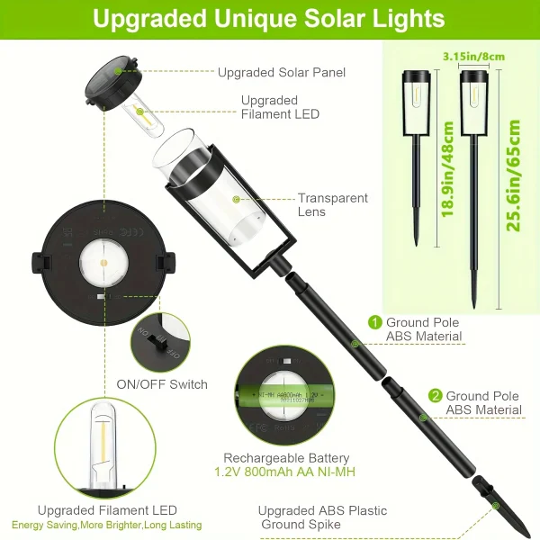 6/12 Pack Solar Pathway Lights | Upgraded Outdoor Auto On/Off Landscape Lights - Image 3