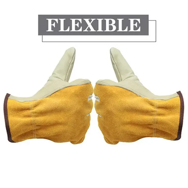 1 Pair Men’s Work Gloves | Soft Cowhide Gloves for Driving, Hunting, Welding, Gardening & Mechanic Safety - Image 2