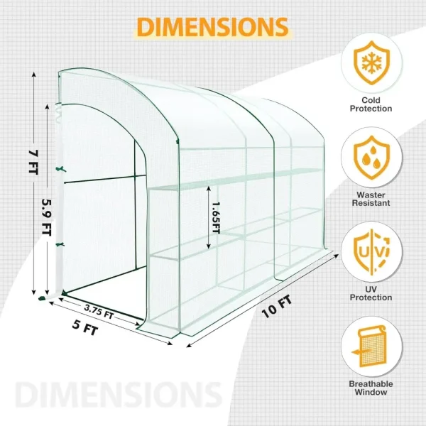 Tilted 3-Layer Greenhouse | Portable Indoor & Outdoor Garden Greenhouse with Metal Frame - Image 3